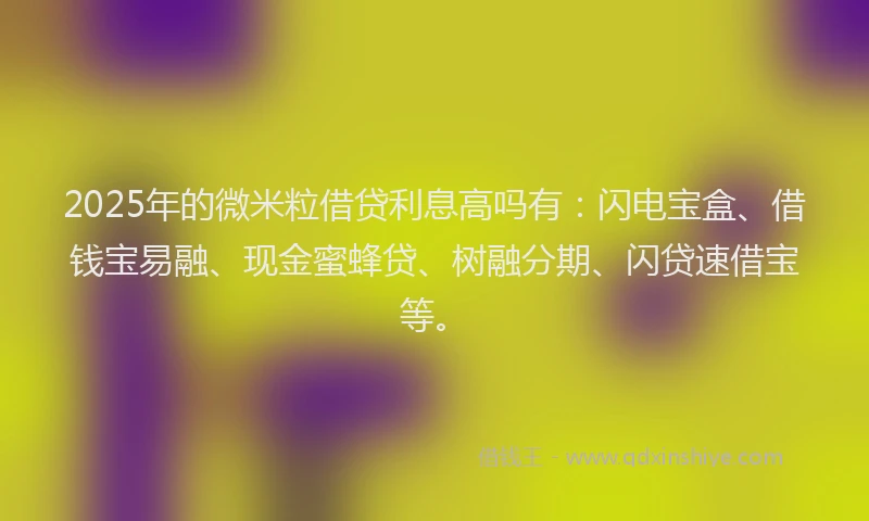 2025年的微米粒借贷利息高吗有：闪电宝盒、借钱宝易融、现金蜜蜂贷、树融分期、闪贷速借宝等。
