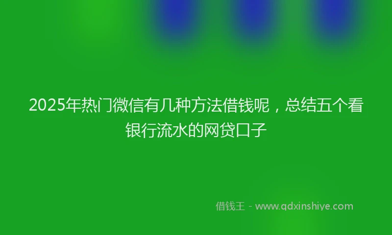 2025年热门微信有几种方法借钱呢，总结五个看银行流水的网贷口子