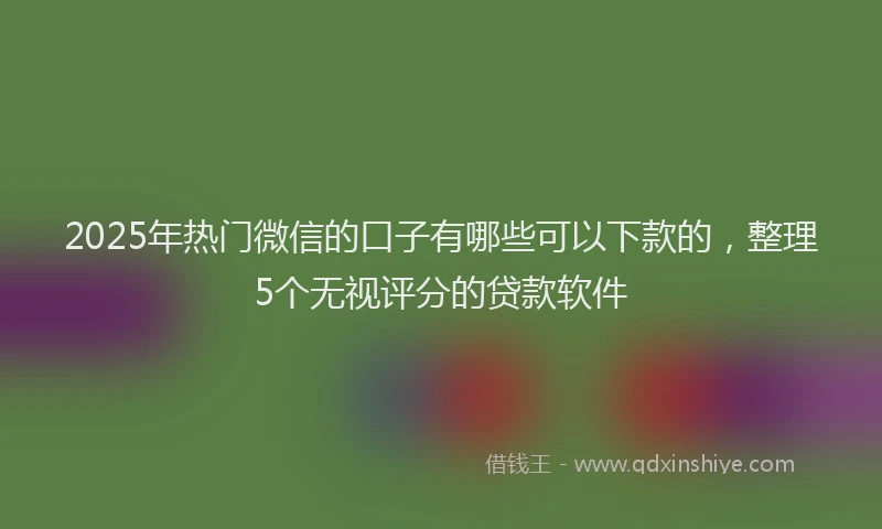 2025年热门微信的口子有哪些可以下款的，整理5个无视评分的贷款软件