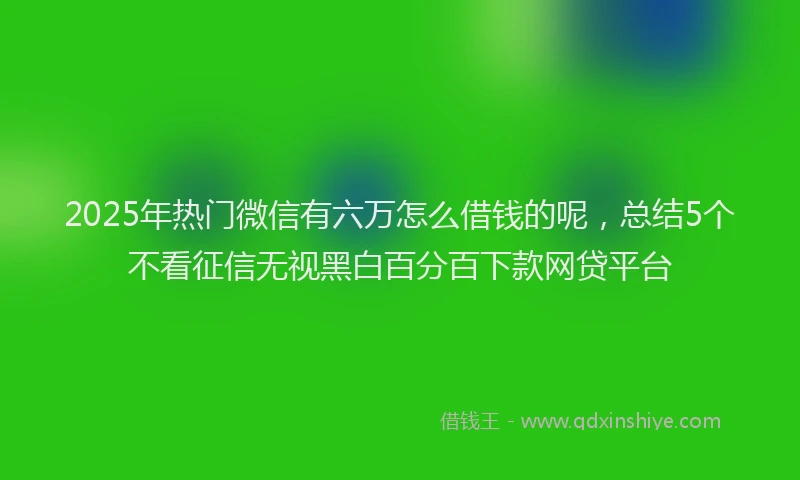 2025年热门微信有六万怎么借钱的呢，总结5个不看征信无视黑白百分百下款网贷平台