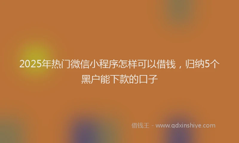 2025年热门微信小程序怎样可以借钱，归纳5个黑户能下款的口子