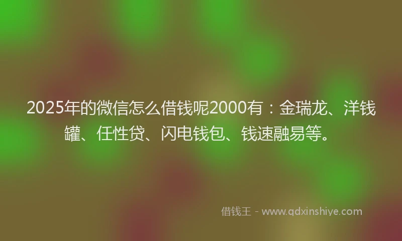 2025年的微信怎么借钱呢2000有：金瑞龙、洋钱罐、任性贷、闪电钱包、钱速融易等。
