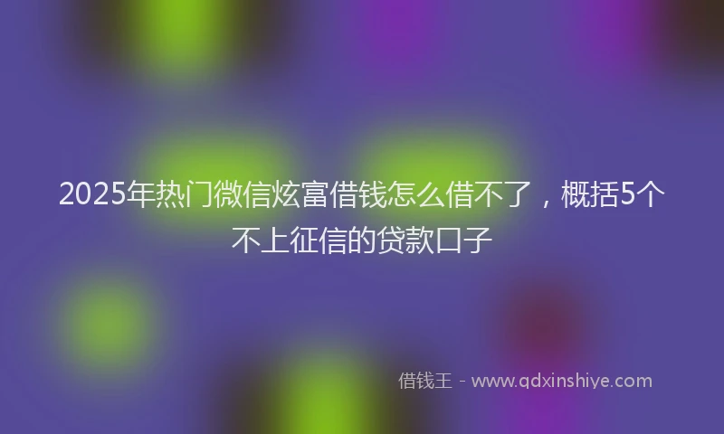 2025年热门微信炫富借钱怎么借不了，概括5个不上征信的贷款口子