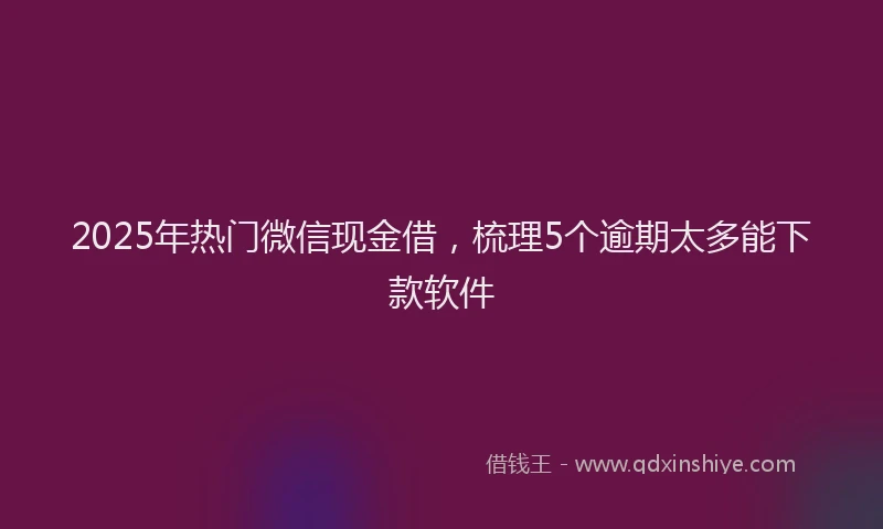 2025年热门微信现金借，梳理5个逾期太多能下款软件