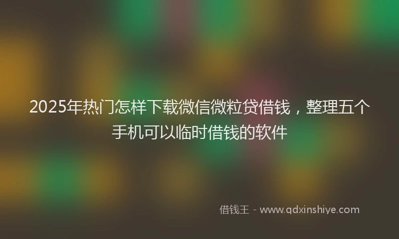 2025年热门怎样下载微信微粒贷借钱，整理五个手机可以临时借钱的软件