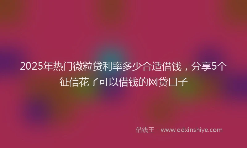 2025年热门微粒贷利率多少合适借钱，分享5个征信花了可以借钱的网贷口子