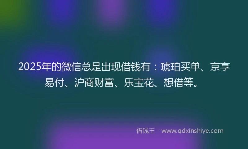 2025年的微信总是出现借钱有：琥珀买单、京享易付、沪商财富、乐宝花、想借等。