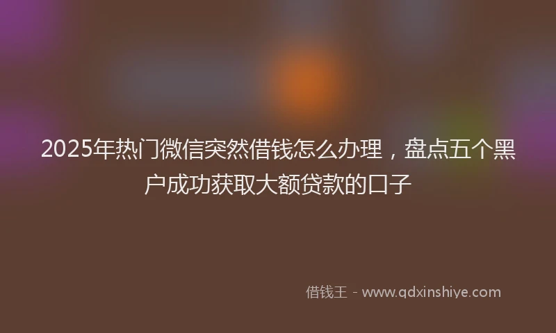 2025年热门微信突然借钱怎么办理,盘点五个黑户成功获取大额贷款的口子