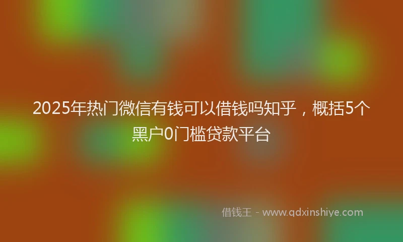 2025年热门微信有钱可以借钱吗知乎，概括5个黑户0门槛贷款平台