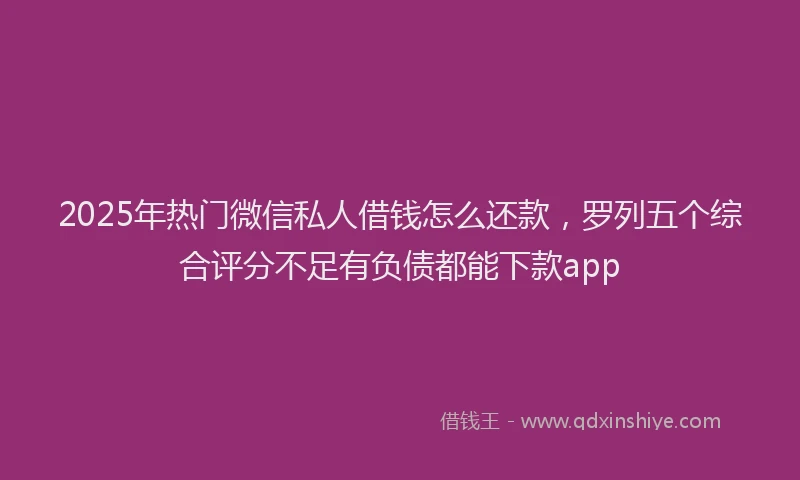 2025年热门微信私人借钱怎么还款，罗列五个综合评分不足有负债都能下款app