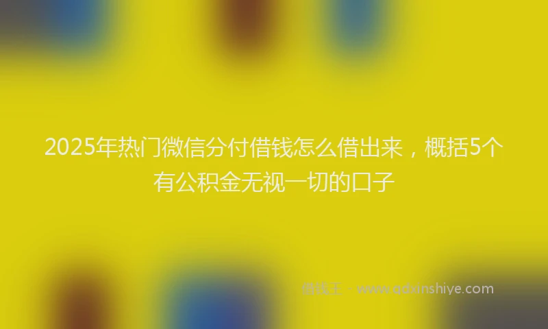 2025年热门微信分付借钱怎么借出来，概括5个有公积金无视一切的口子
