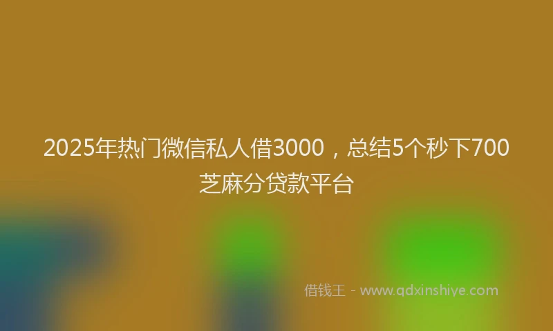 2025年热门微信私人借3000，总结5个秒下700芝麻分贷款平台