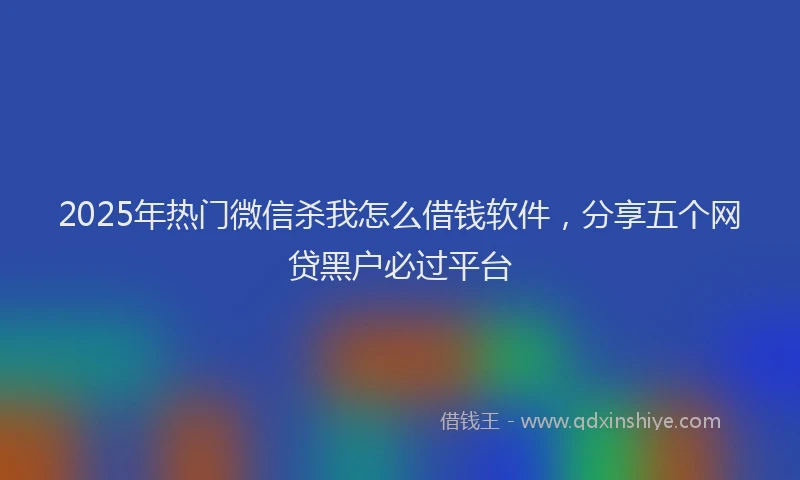 2025年热门微信杀我怎么借钱软件，分享五个网贷黑户必过平台