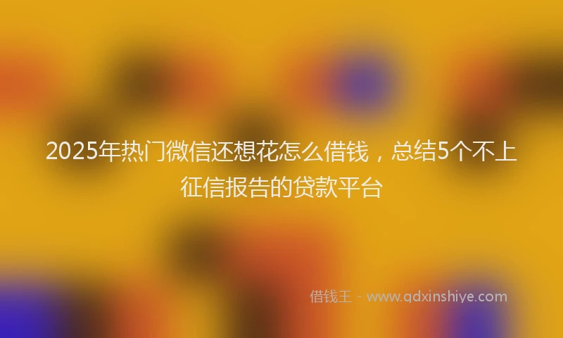 2025年热门微信还想花怎么借钱，总结5个不上征信报告的贷款平台