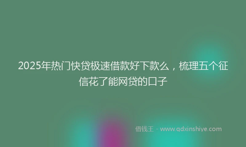 2025年热门快贷极速借款好下款么，梳理五个征信花了能网贷的口子