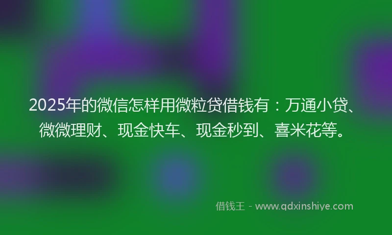 2025年的微信怎样用微粒贷借钱有：万通小贷、微微理财、现金快车、现金秒到、喜米花等。