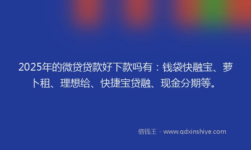 2025年的微贷贷款好下款吗有：钱袋快融宝、萝卜租、理想给、快捷宝贷融、现金分期等。