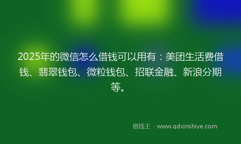 2025年的微信怎么借钱可以用有：美团生活费借钱、翡翠钱包、微粒钱包、招联金融、新浪分期等。