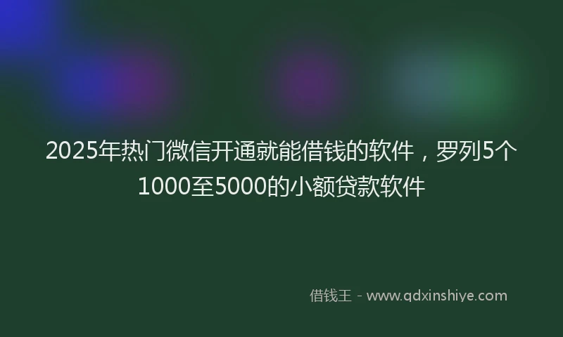 2025年热门微信开通就能借钱的软件，罗列5个1000至5000的小额贷款软件
