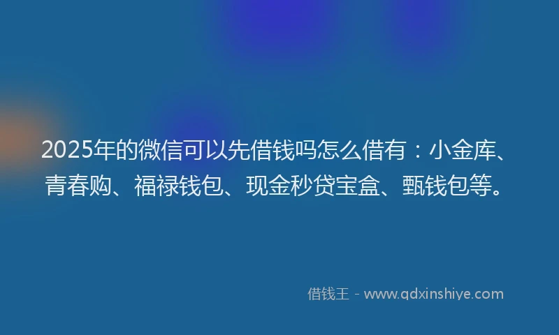 2025年的微信可以先借钱吗怎么借有：小金库、青春购、福禄钱包、现金秒贷宝盒、甄钱包等。