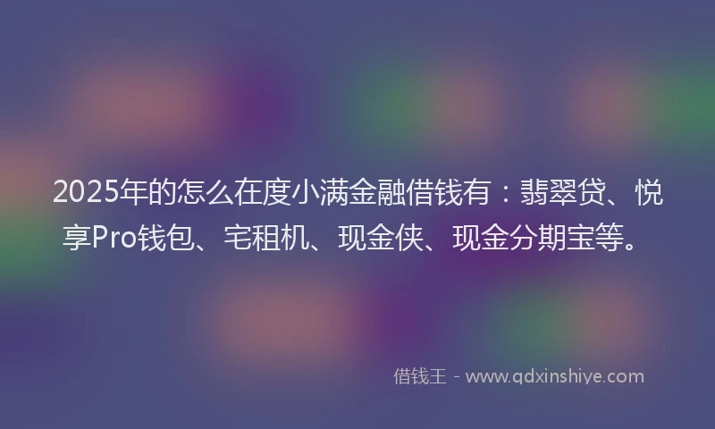 2025年的怎么在度小满金融借钱有：翡翠贷、悦享Pro钱包、宅租机、现金侠、现金分期宝等。