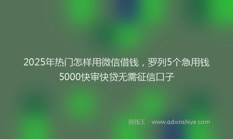 2025年热门怎样用微信借钱，罗列5个急用钱5000快审快贷无需征信口子
