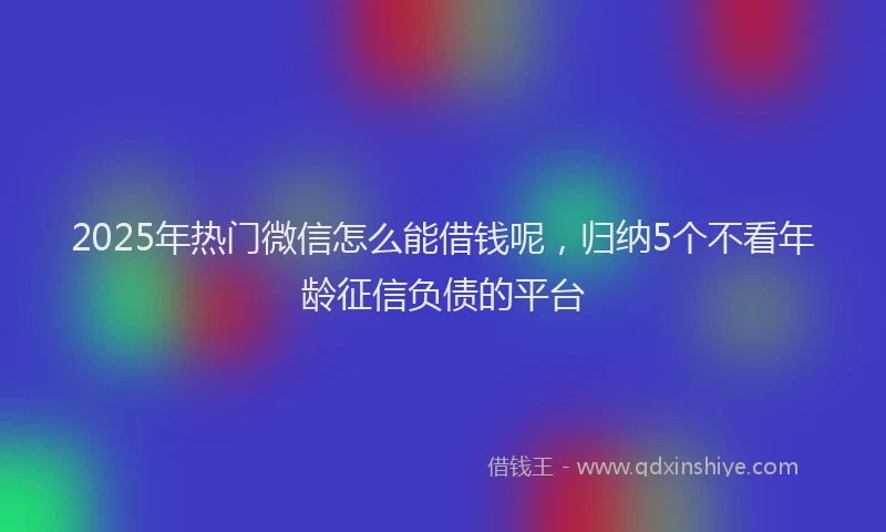 2025年热门微信怎么能借钱呢，归纳5个不看年龄征信负债的平台