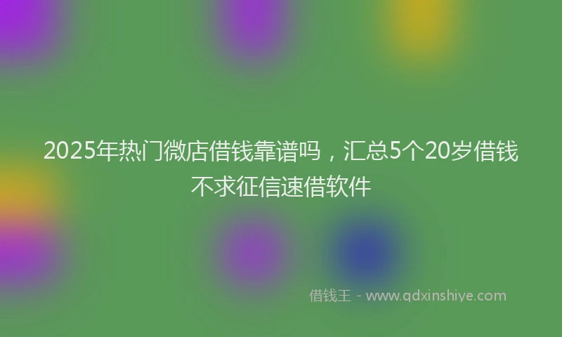 2025年热门微店借钱靠谱吗，汇总5个20岁借钱不求征信速借软件
