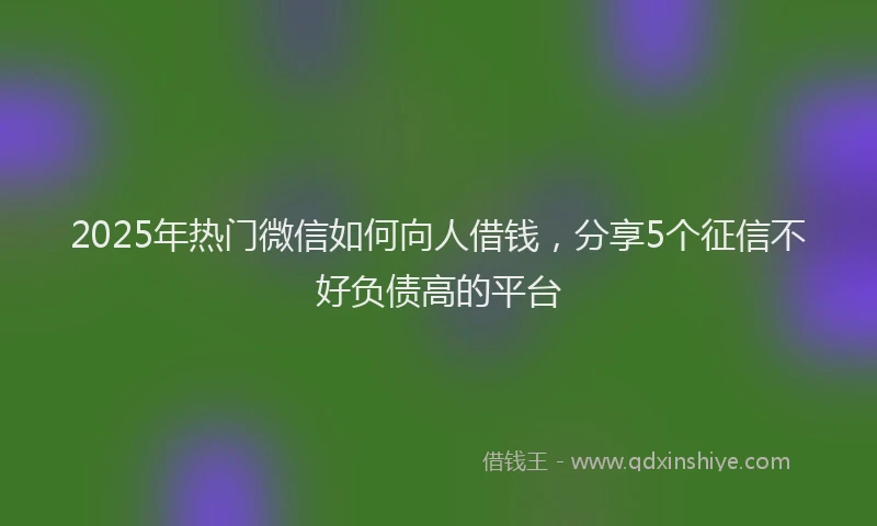 2025年热门微信如何向人借钱，分享5个征信不好负债高的平台