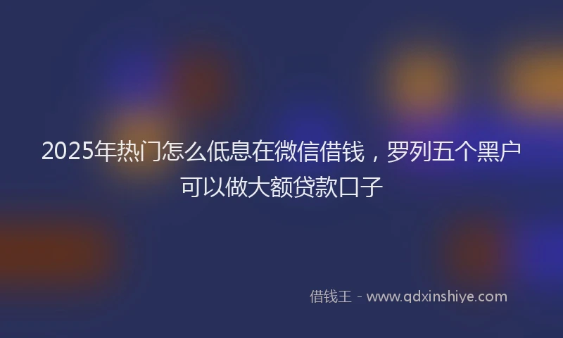 2025年热门怎么低息在微信借钱，罗列五个黑户可以做大额贷款口子