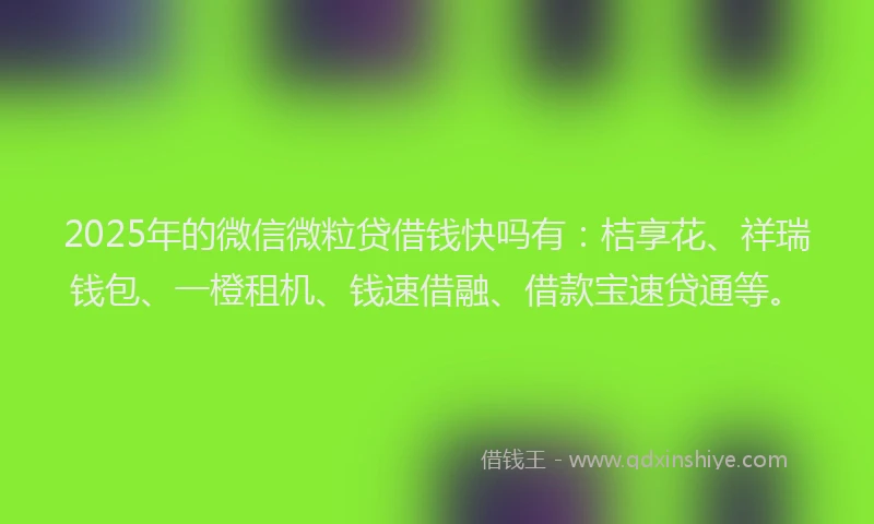 2025年的微信微粒贷借钱快吗有：桔享花、祥瑞钱包、一橙租机、钱速借融、借款宝速贷通等。
