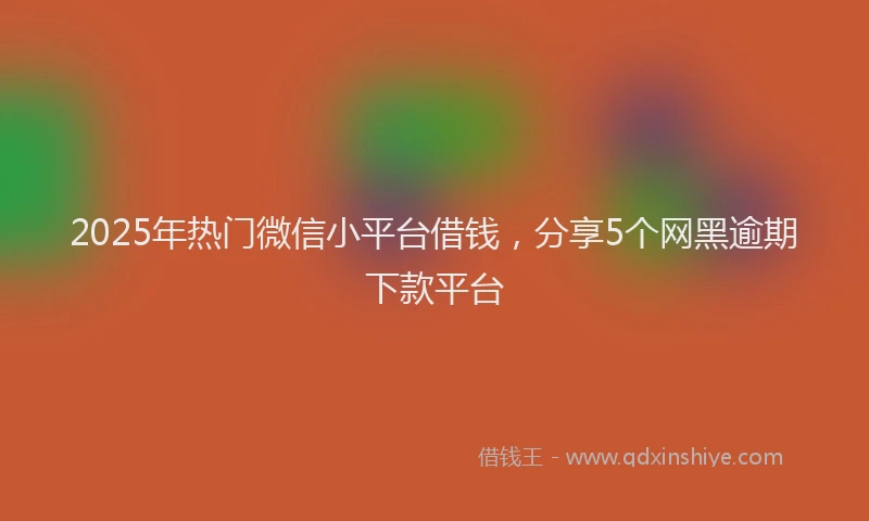 2025年热门微信小平台借钱，分享5个网黑逾期下款平台