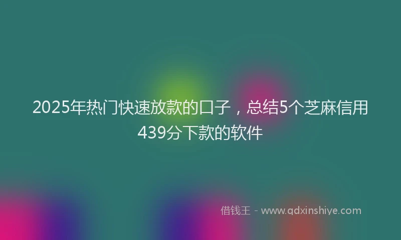 2025年热门快速放款的口子，总结5个芝麻信用439分下款的软件