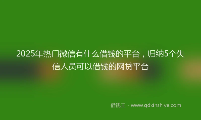 2025年热门微信有什么借钱的平台，归纳5个失信人员可以借钱的网贷平台