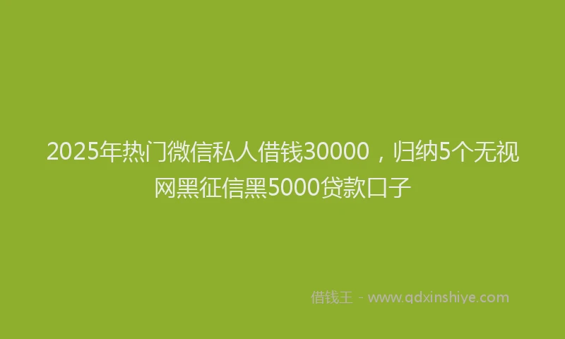 2025年热门微信私人借钱30000，归纳5个无视网黑征信黑5000贷款口子