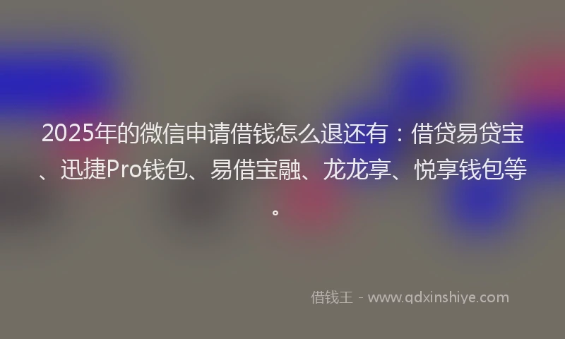 2025年的微信申请借钱怎么退还有：借贷易贷宝、迅捷Pro钱包、易借宝融、龙龙享、悦享钱包等。