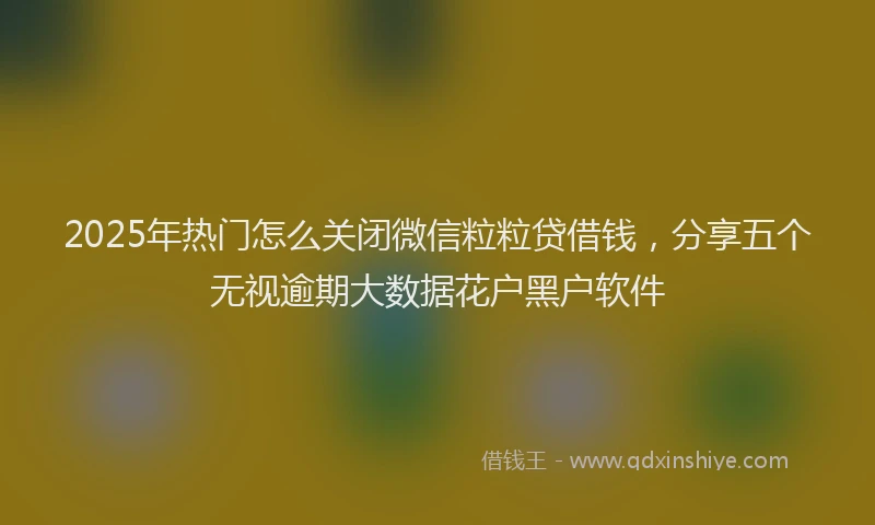 2025年热门怎么关闭微信粒粒贷借钱，分享五个无视逾期大数据花户黑户软件