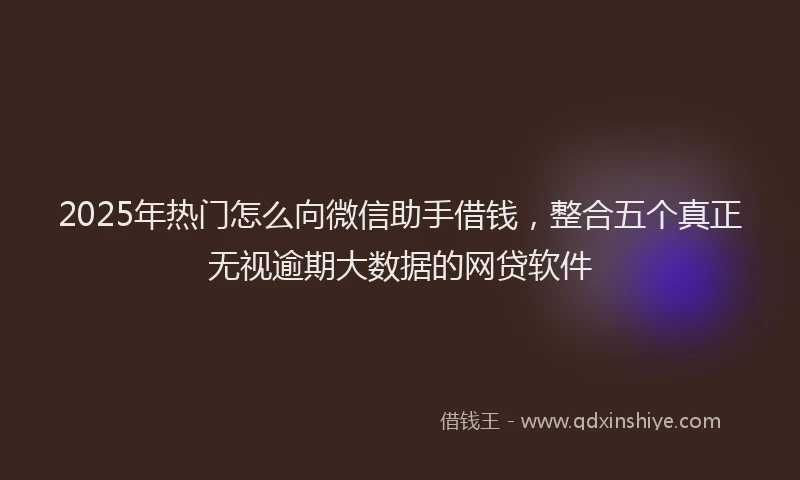 2025年热门怎么向微信助手借钱，整合五个真正无视逾期大数据的网贷软件