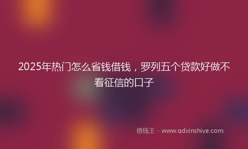 2025年热门怎么省钱借钱，罗列五个贷款好做不看征信的口子