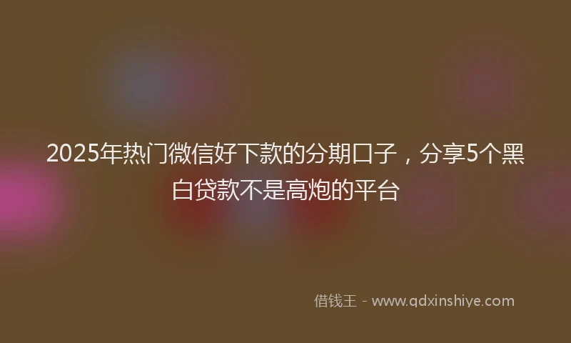 2025年热门微信好下款的分期口子，分享5个黑白贷款不是高炮的平台