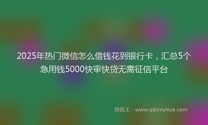 2025年热门微信怎么借钱花到银行卡，汇总5个急用钱5000快审快贷无需征信平台