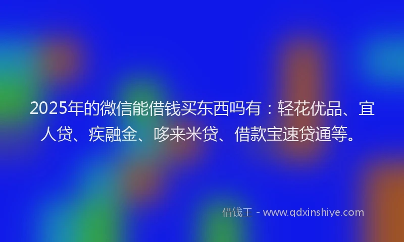 2025年的微信能借钱买东西吗有：轻花优品、宜人贷、疾融金、哆来米贷、借款宝速贷通等。