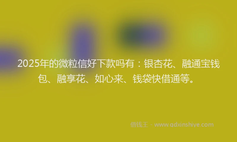 2025年的微粒信好下款吗有：银杏花、融通宝钱包、融享花、如心来、钱袋快借通等。