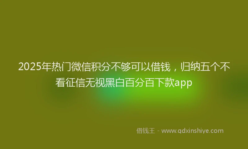 2025年热门微信积分不够可以借钱,归纳五个不看征信无视黑白百分百下款app