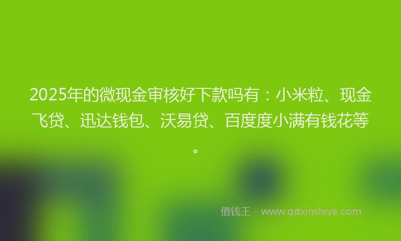 2025年的微现金审核好下款吗有：小米粒、现金飞贷、迅达钱包、沃易贷、百度度小满有钱花等。