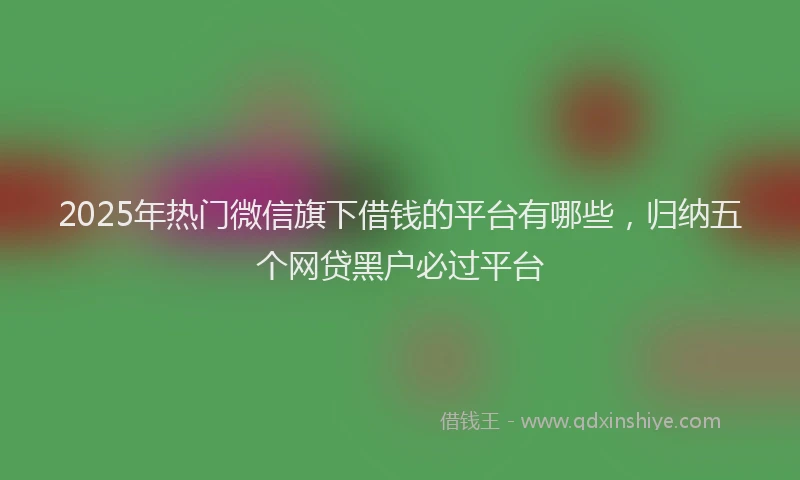 2025年热门微信旗下借钱的平台有哪些，归纳五个网贷黑户必过平台
