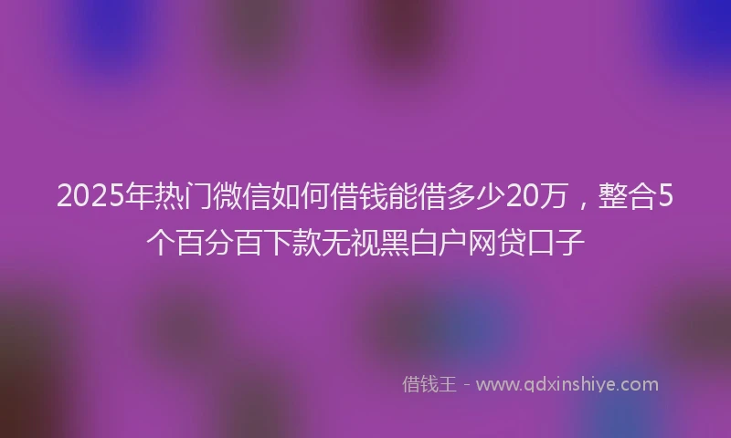 2025年热门微信如何借钱能借多少20万，整合5个百分百下款无视黑白户网贷口子