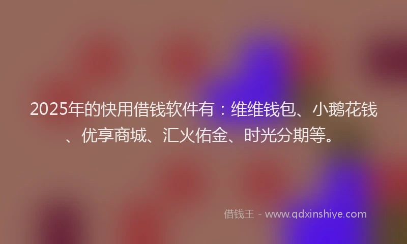 2025年的快用借钱软件有：维维钱包、小鹅花钱、优享商城、汇火佑金、时光分期等。