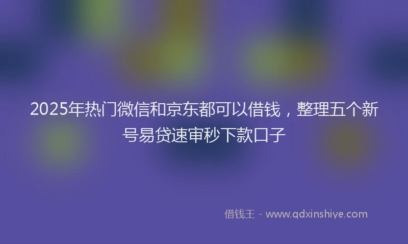 2025年热门微信和京东都可以借钱，整理五个新号易贷速审秒下款口子