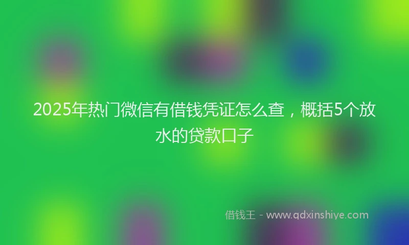 2025年热门微信有借钱凭证怎么查，概括5个放水的贷款口子